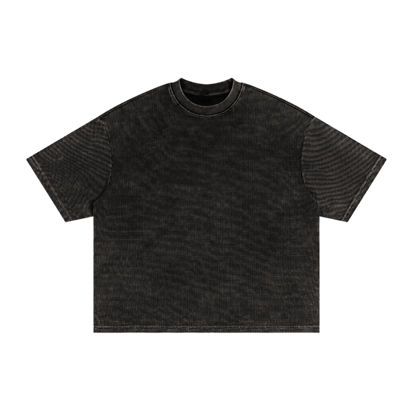 Frequency Textured Waffle Washed Boxy T-Shirt - KIOKO