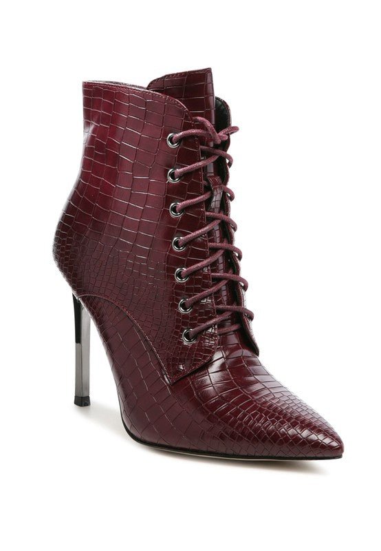 ESCALA CROC LACE - UP STILETTO BOOT - KIOKO