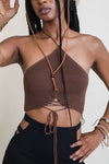 Lace - Up Halter Knit Bralette - KIOKO