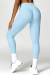 Solid high - waisted hip - lifting athletic leggings - KIOKO