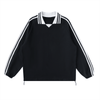 Dean's List Contrast Striped Lapel Collar Sweatshirt - KIOKO