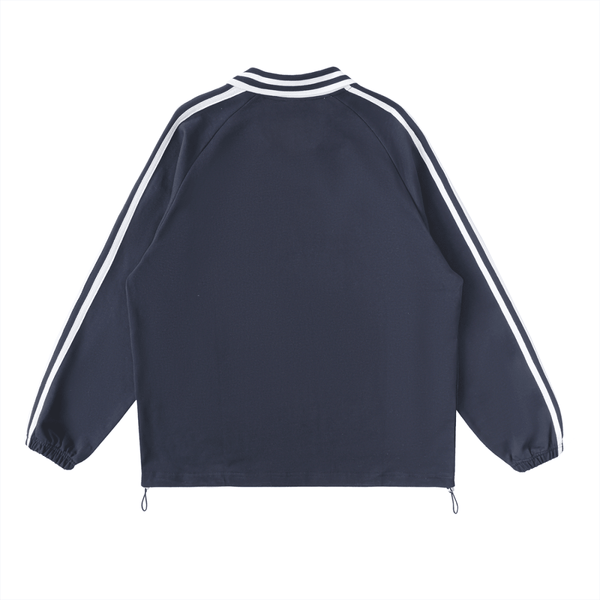 Dean's List Contrast Striped Lapel Collar Sweatshirt - KIOKO