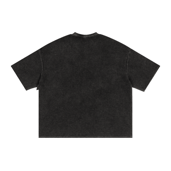 Frequency Textured Waffle Washed Boxy T-Shirt - KIOKO