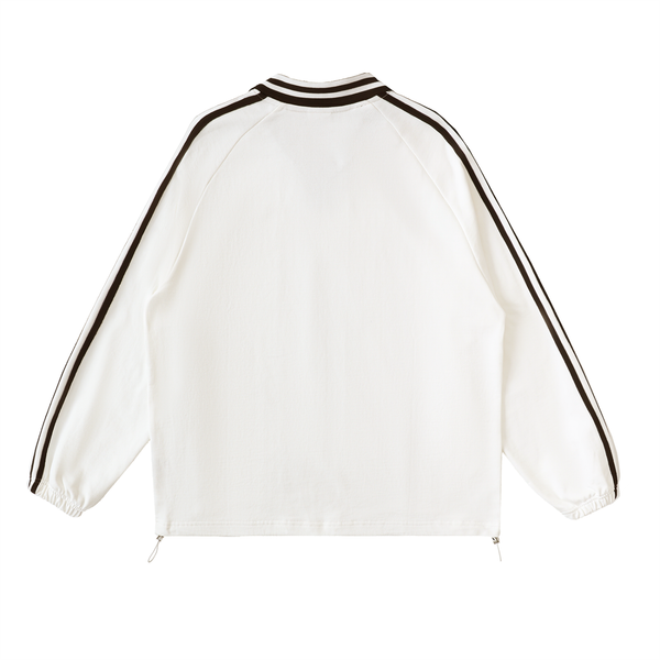 Dean's List Contrast Striped Lapel Collar Sweatshirt
