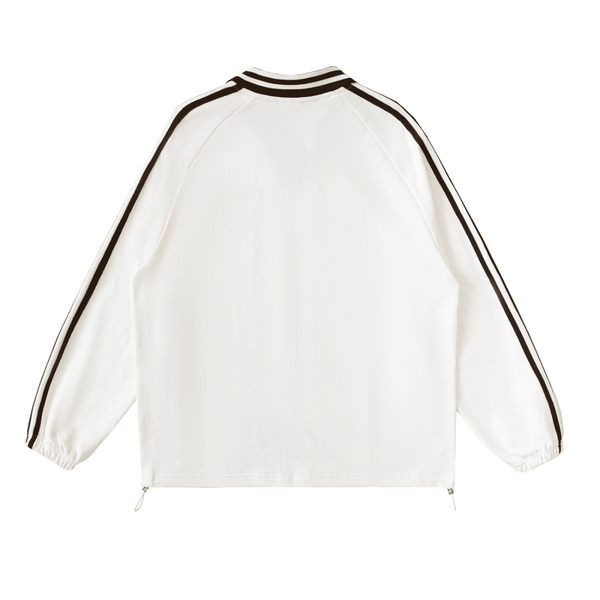Dean's List Contrast Striped Lapel Collar Sweatshirt - KIOKO