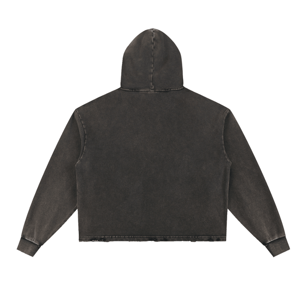 Undone Vintage Washed Frayed-Hem Hoodie - KIOKO