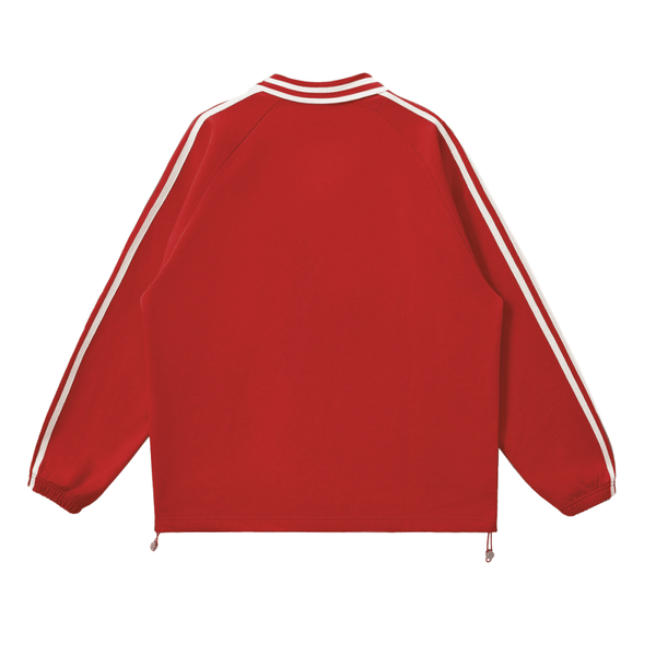 Dean's List Contrast Striped Lapel Collar Sweatshirt - KIOKO