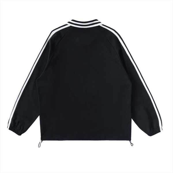 Dean's List Contrast Striped Lapel Collar Sweatshirt - KIOKO