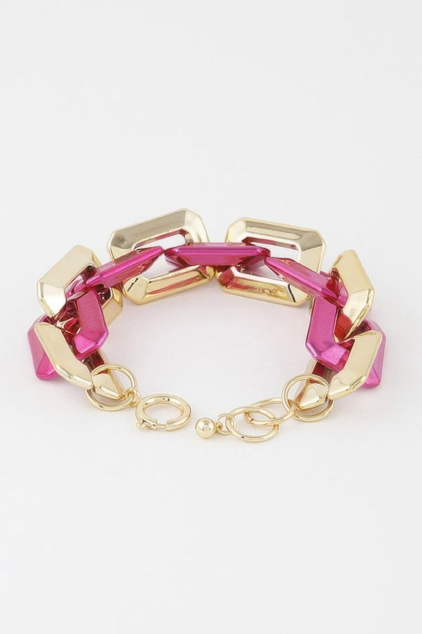 Don't Clock Me Two Toned Link Chain Bracelet - KIOKO
