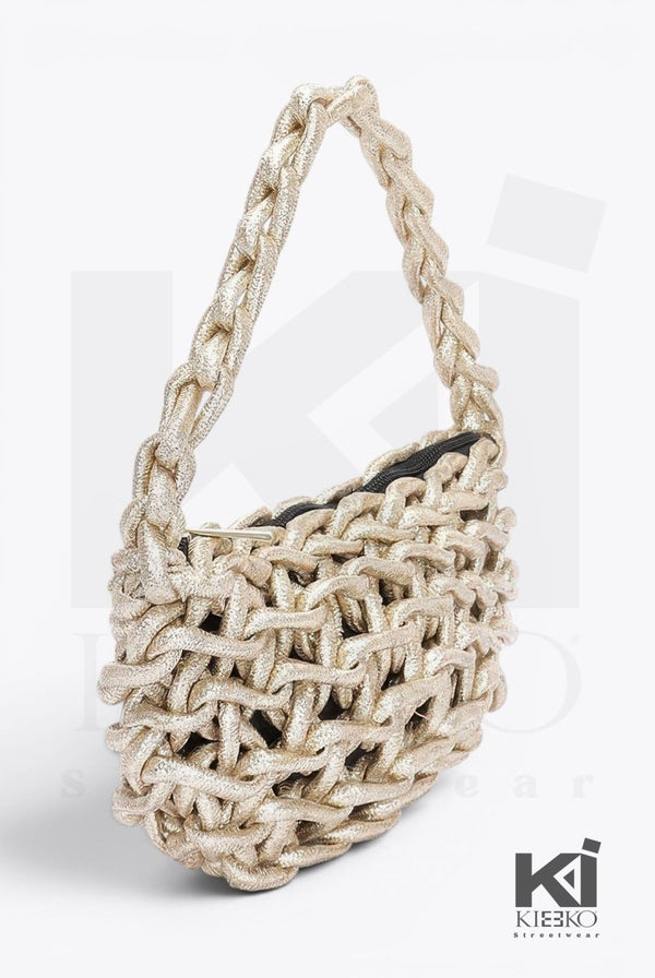 Fully Outside Babe Metallic Shoulder Tote Bag - KIOKO