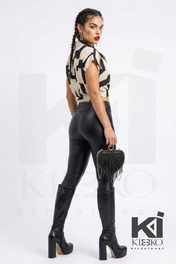 Kiss The Dagger Abstract Crop Top - KIOKO