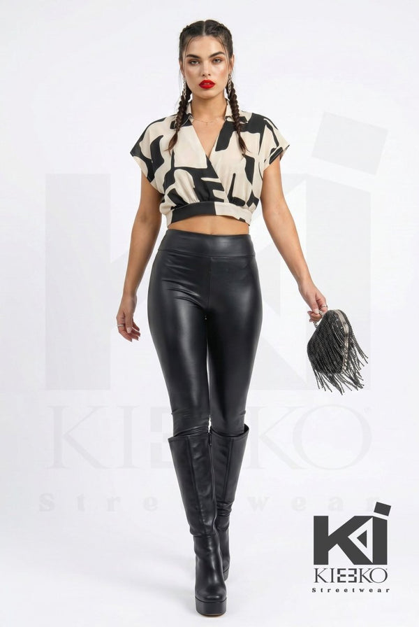Kiss The Dagger Abstract Crop Top - KIOKO