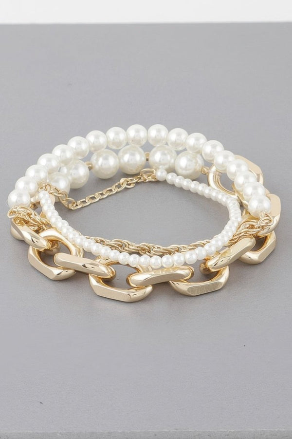Loud Money Pearl Chain Bracelet Set - KIOKO