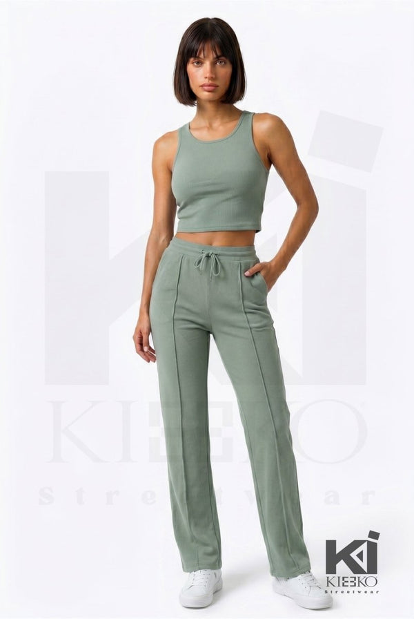Miss Understood Ribbed Tank Top And Pant Set - KIOKO