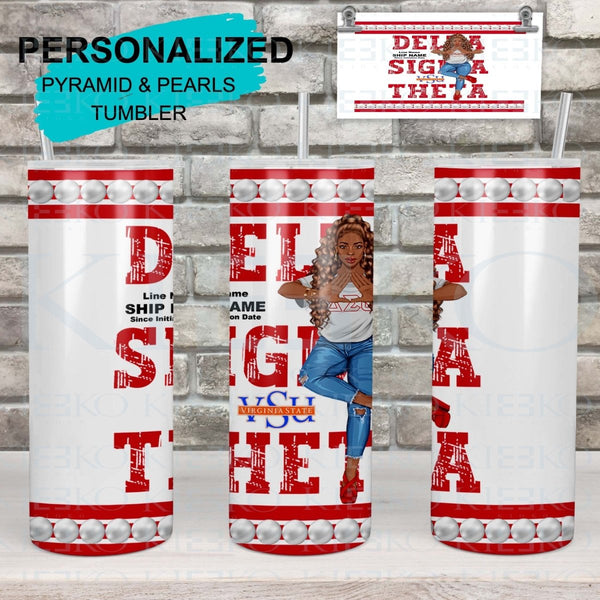 Personalized Pyramid & Pearls Tumbler - KIOKO