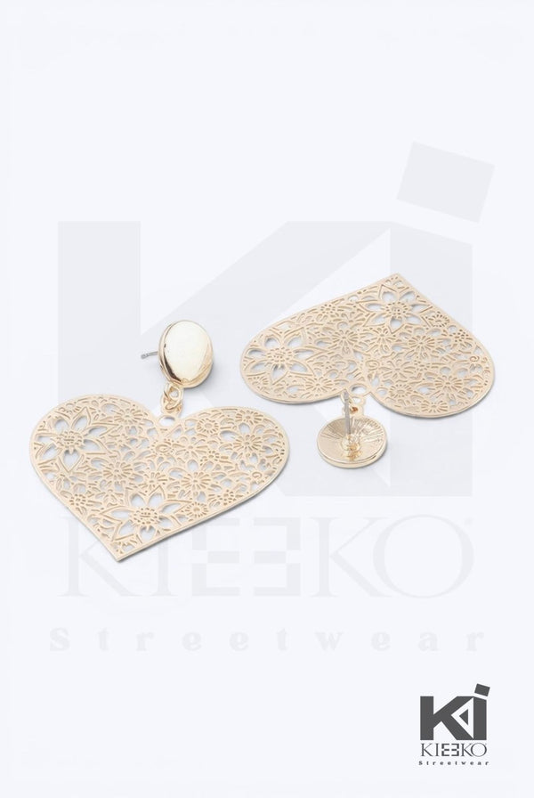 Stay Golden Flower Lace Heart Earrings - KIOKO