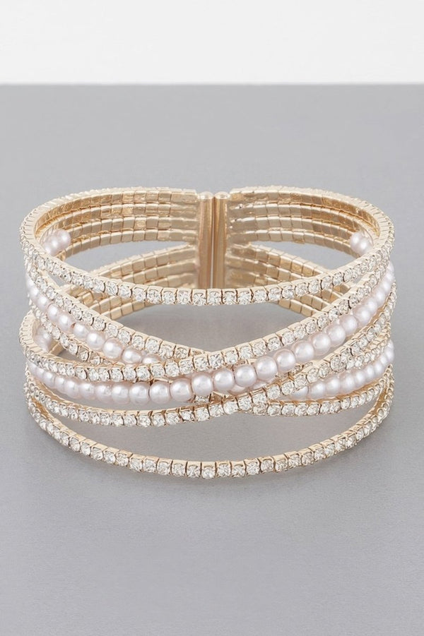 Talk Heavy Cross Jewel Cuff Bracelet - KIOKO