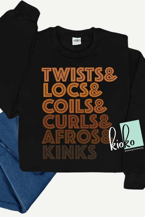 Twists, Locs, Coils, & Curls Sweatshirt - KIOKO