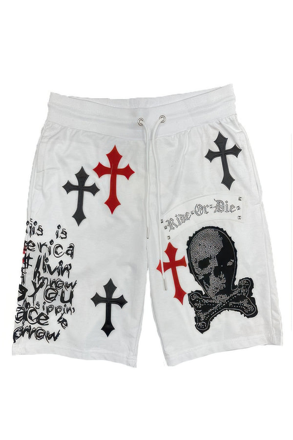 Ride Or Die Chrome Skull Jogger Shorts - KIOKO