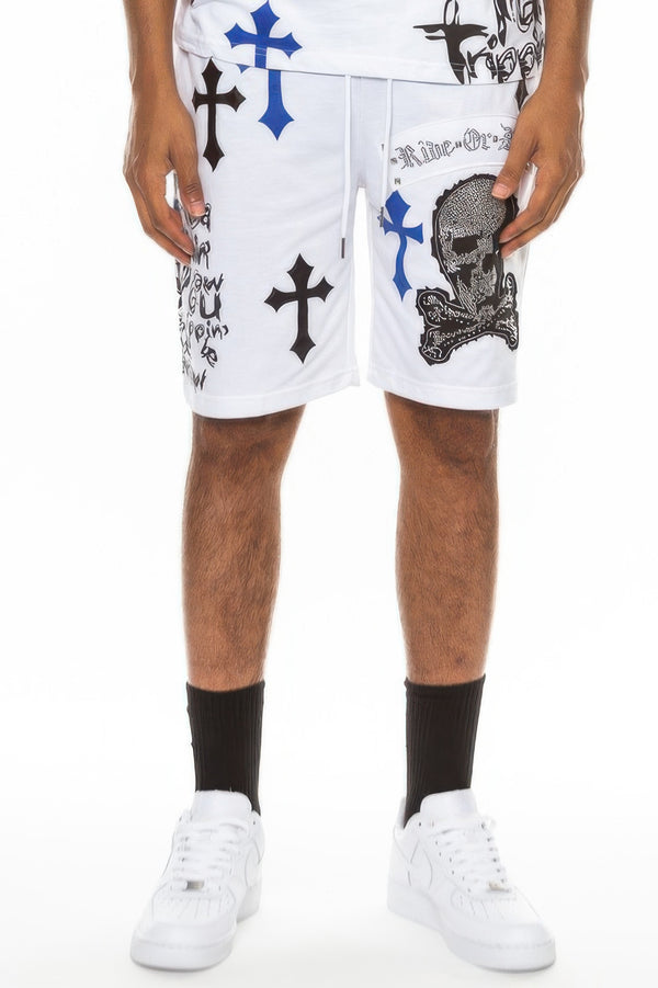 Ride Or Die Chrome Skull Jogger Shorts - KIOKO