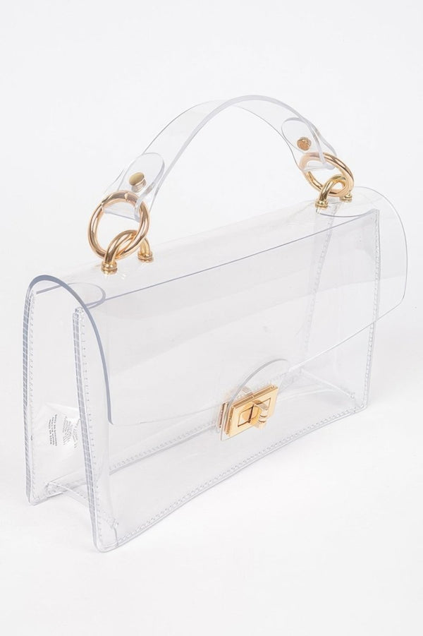 Transparent Metal Studded Flap Bag - KIOKO