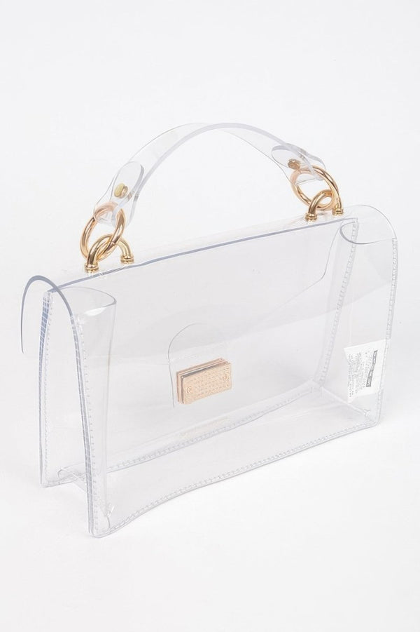 Transparent Metal Studded Flap Bag - KIOKO