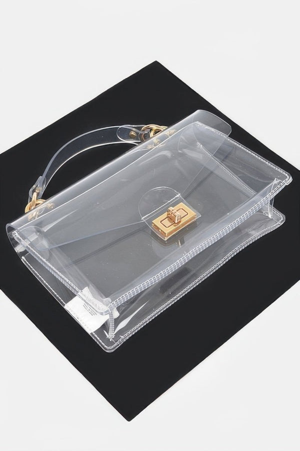 Transparent Metal Studded Flap Bag - KIOKO