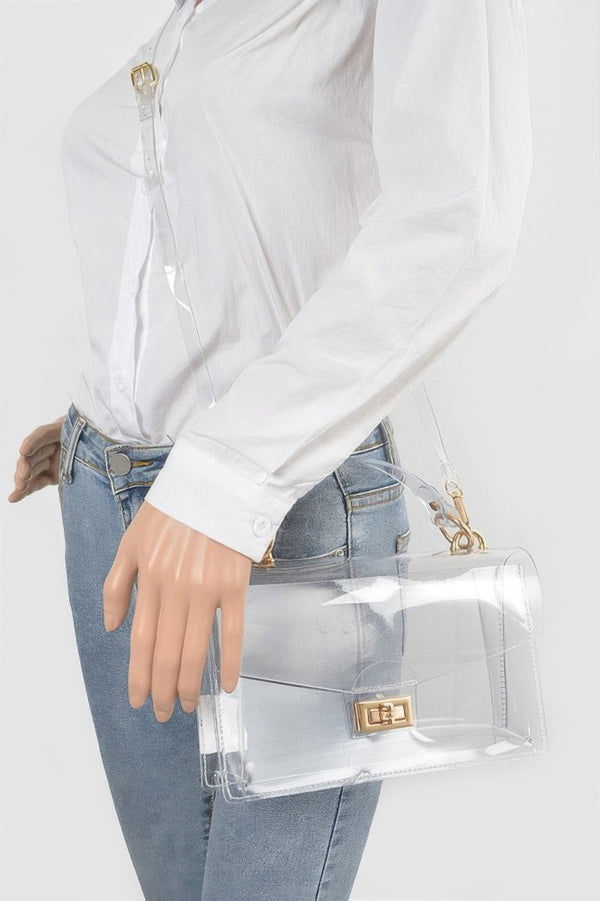 Transparent Metal Studded Flap Bag - KIOKO