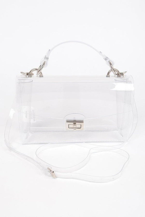 Transparent Metal Studded Flap Bag - KIOKO
