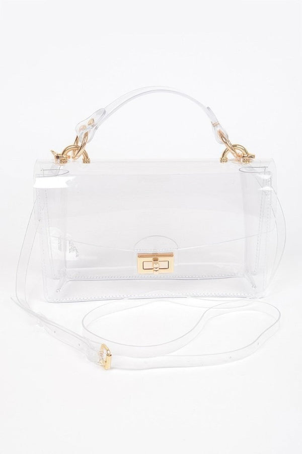 Transparent Metal Studded Flap Bag - KIOKO