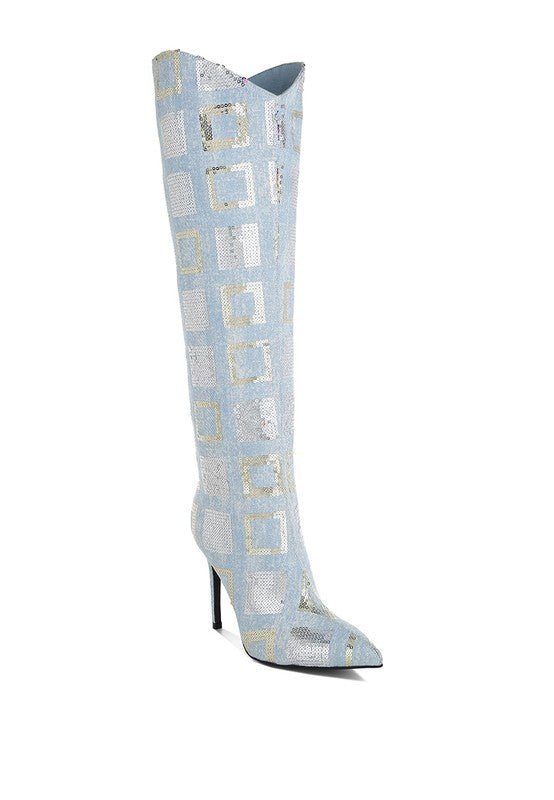 Acknowledge Me Sequin Knee High Boots - KIOKO
