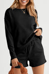 Adalyn Textured Long Sleeve Top and Drawstring Sho - KIOKO