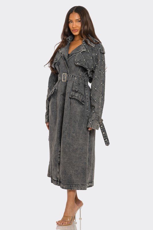 All The Drama Denim Trench Coat - KIOKO