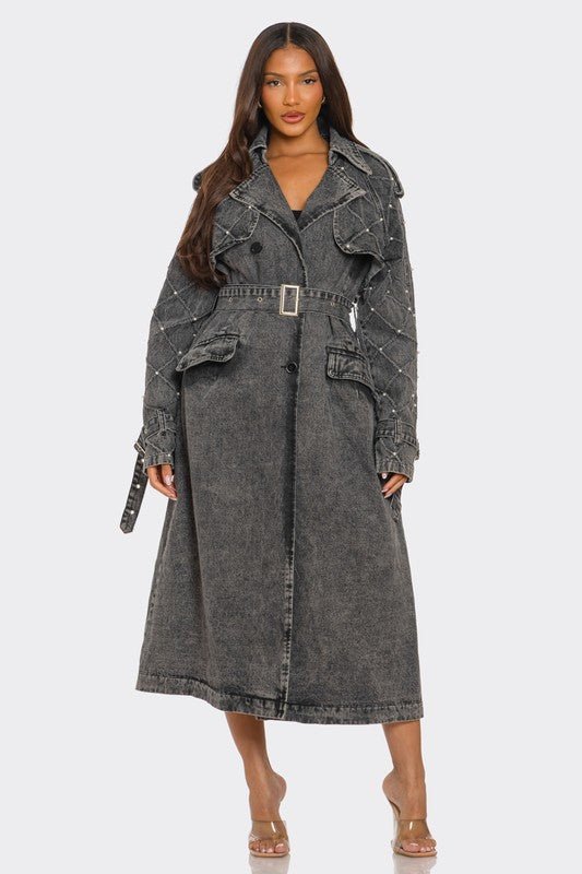 All The Drama Denim Trench Coat - KIOKO