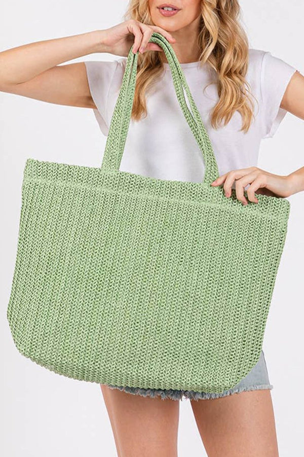 All The Vibes Crochet Straw Tote - KIOKO