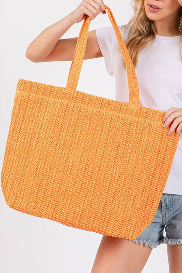 All The Vibes Crochet Straw Tote - KIOKO