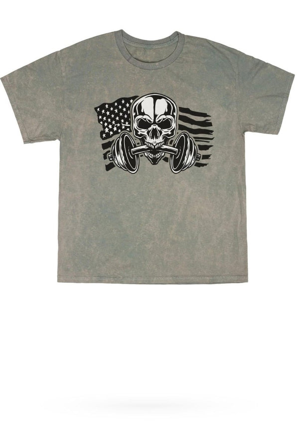 American Skull Mineral Wash Gym Tee - KIOKO