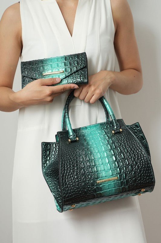 Bently Croc - Embossed Tote & Wallet Set - KIOKO