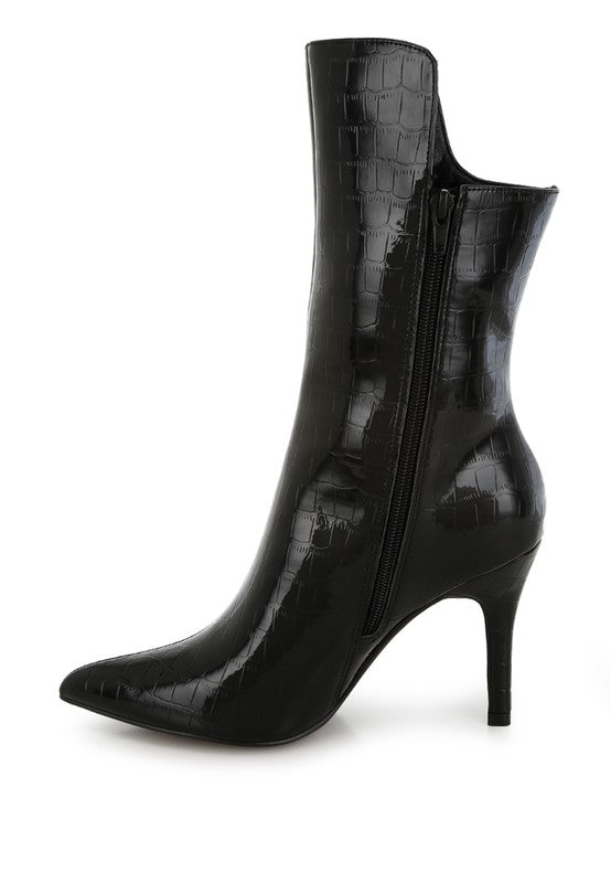 Bey's Favorite Croco Mid - Calf Boots - KIOKO