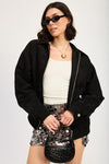 Black Ice Suede Bomber Jacket - KIOKO