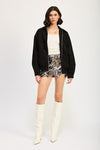 Black Ice Suede Bomber Jacket - KIOKO