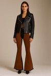 Brown Suede Bell Bottom Jeans - KIOKO