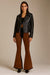 Brown Suede Bell Bottom Jeans - KIOKO
