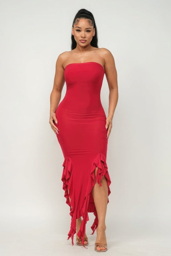 Carmen Slit Tube Maxi Dress - KIOKO