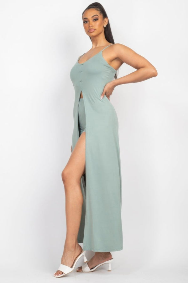 Charmed Scoop Buttoned Shorts Set - KIOKO