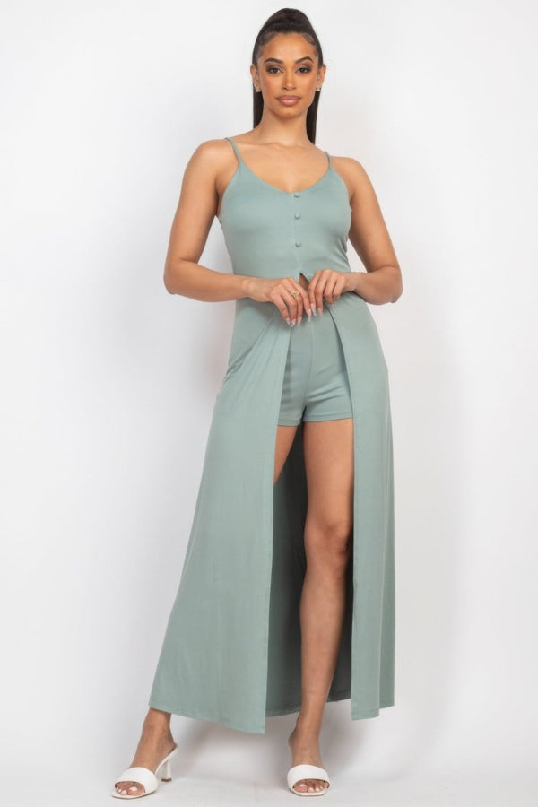 Charmed Scoop Buttoned Shorts Set - KIOKO