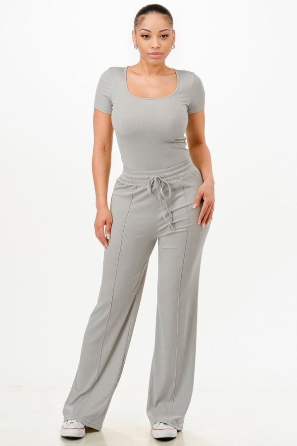 Chylla Ribbed Pants Set - KIOKO