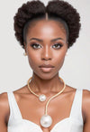 Clean Damage Twisted Gold Pearl Choker - KIOKO