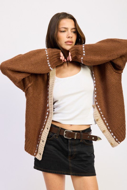 Cocoa Deluxe Contrast Cardigan - KIOKO