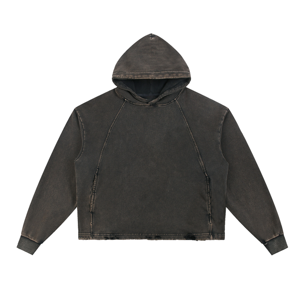 Undone Vintage Washed Frayed-Hem Hoodie